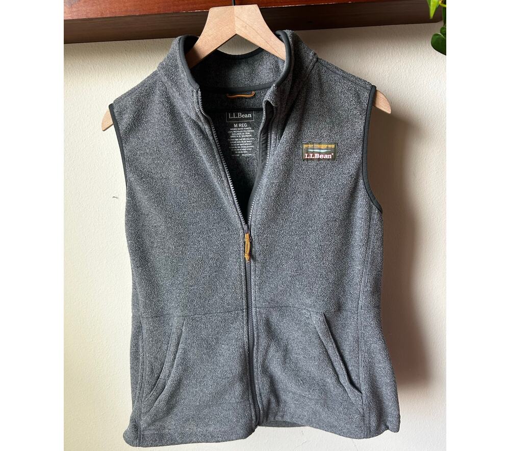 L.L. Bean Women's Gray Full Zip Fleece Vest Size Medium Regular